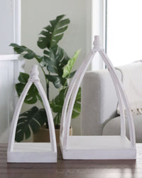 White Pyramid Open Wood Lantern