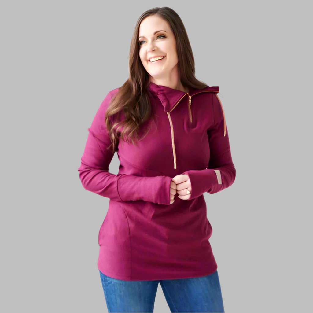 Merlot With Rose Gold Hoodie Quarter Zip