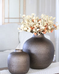 Crackled Brown Metal Vase