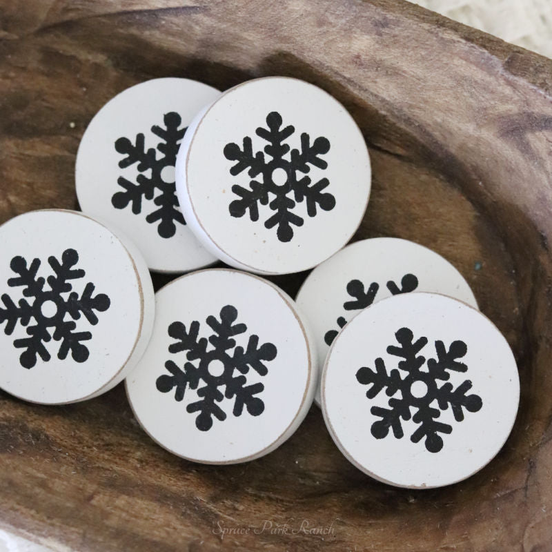 Mini Wood Snowflake Circle Shapes