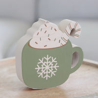 Chunky Wood Christmas Mug Sitter Green