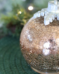 Light Up Crackle Glass Tabletop Ornament Gold