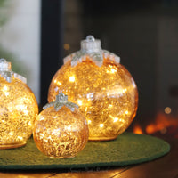 Light Up Crackle Glass Tabletop Ornament Gold