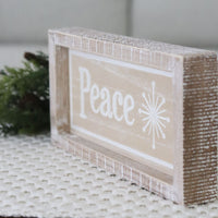 Reversible Natural Peace and Love Wood Sign