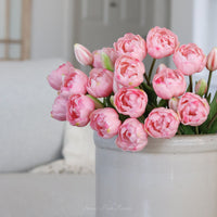 Peony and Tulip Bundle Pink Real Touch 18"