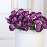 Peony and Tulip Bundle Purple Real Touch 18"