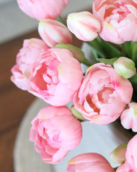 Peony and Tulip Bundle Pink Real Touch 18"