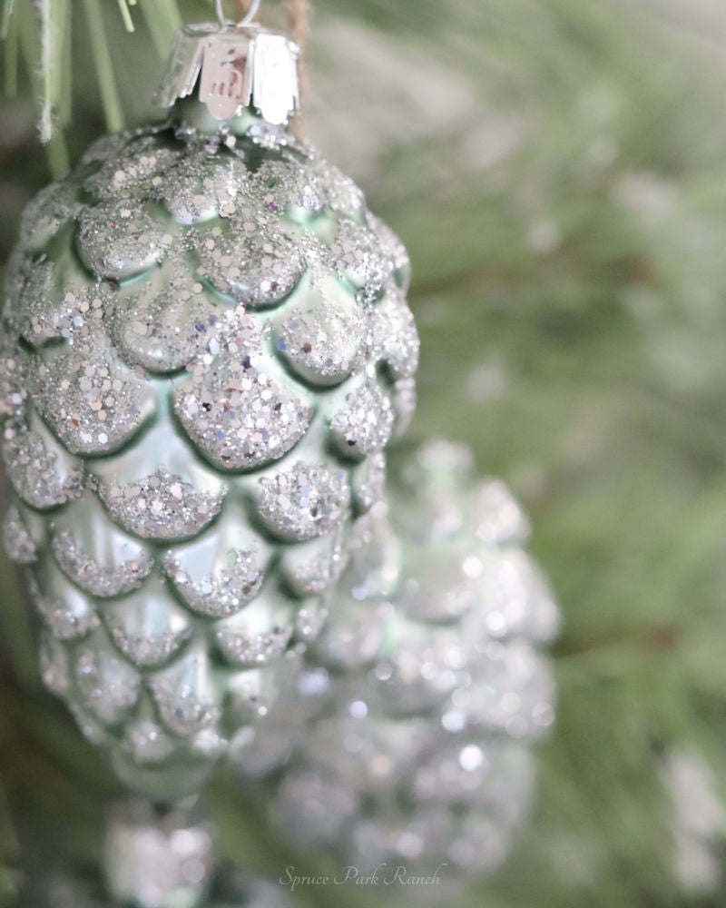 Pinecone Cluster Glass Ornament