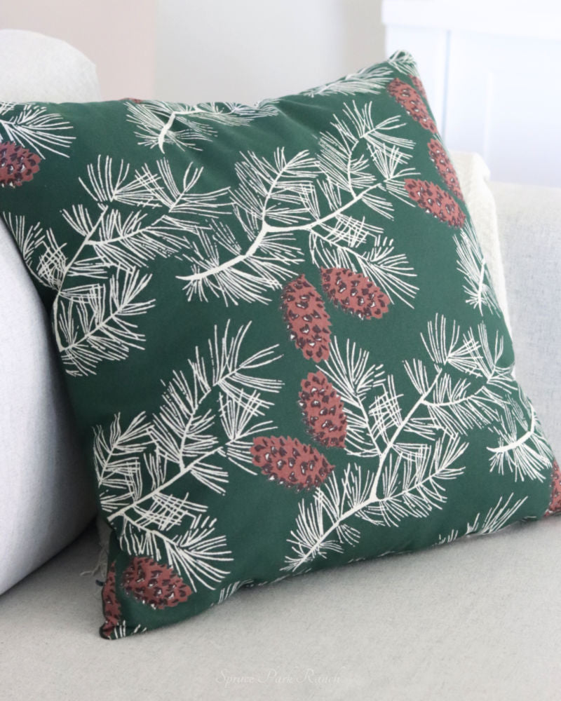 Pinecone Green Pillow