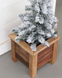 Snowy Tree In Wood Planter Small