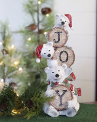 Joy Stacked Polar Bear Figurine