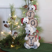 Joy Stacked Polar Bear Figurine