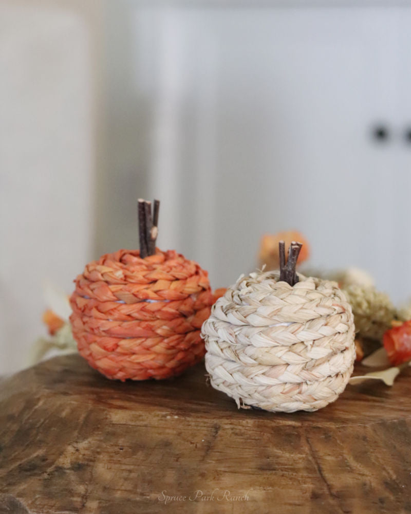 Mini Rattan Braided Pumpkin