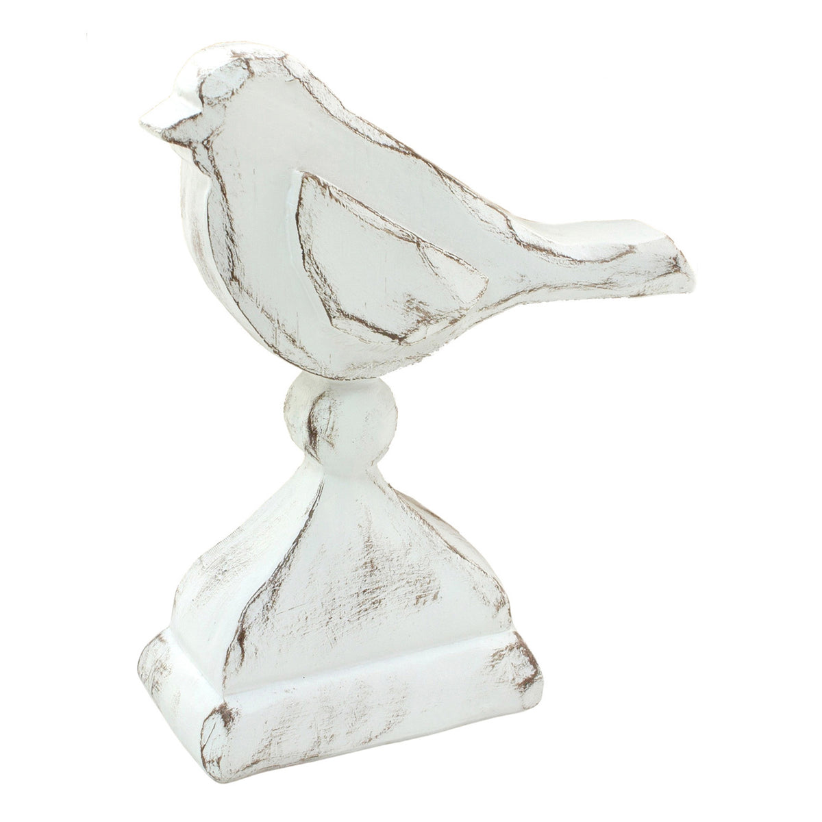 Whitewashed Resin Bird on Stand