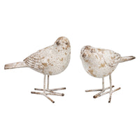 Distressed White Resin Standing Bird