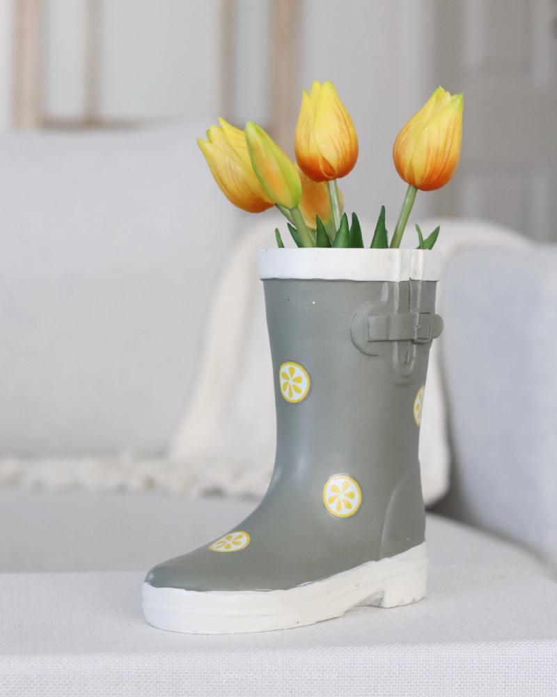 Resin Boot Planter With Fruit Design