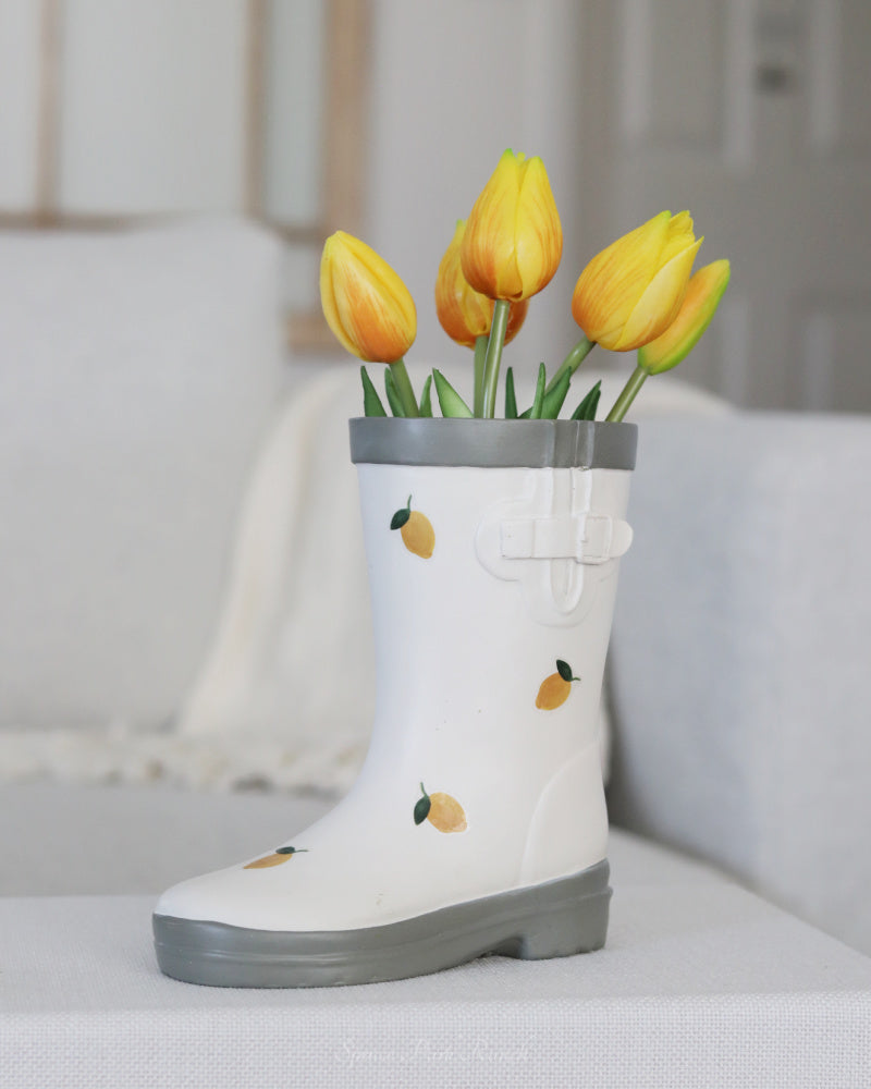 Resin Boot Planter With Fruit Design