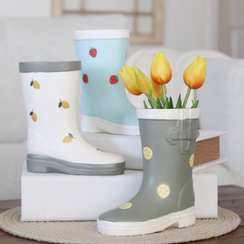 Resin Boot Planter With Fruit Design