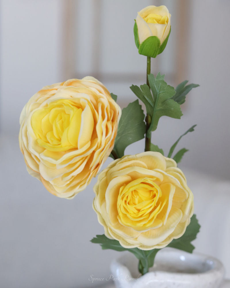 Ranunculus Yellow Triple Bloom Real Touch Stem 24"