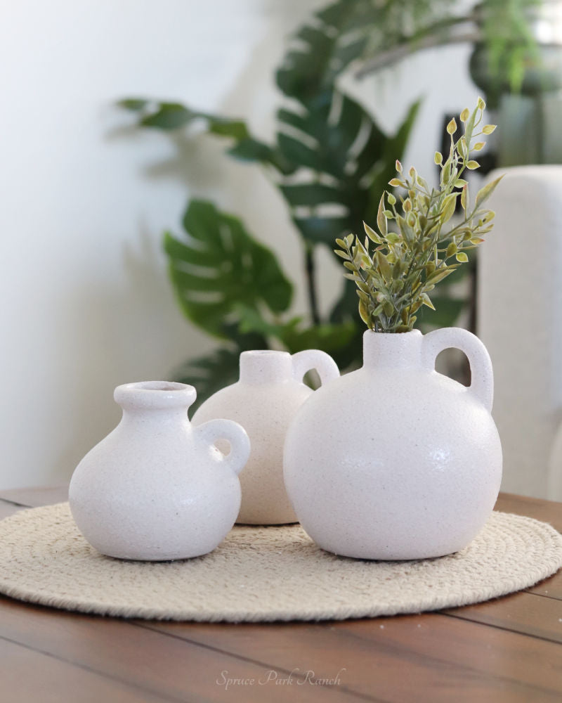 White Stoneware Round Jug