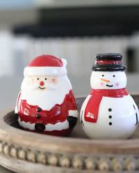 Jolly Santa and Snowman Salt and Pepper Set