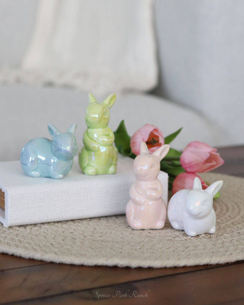 Iridescent Dolomite Bunnies Salt and Pepper Set