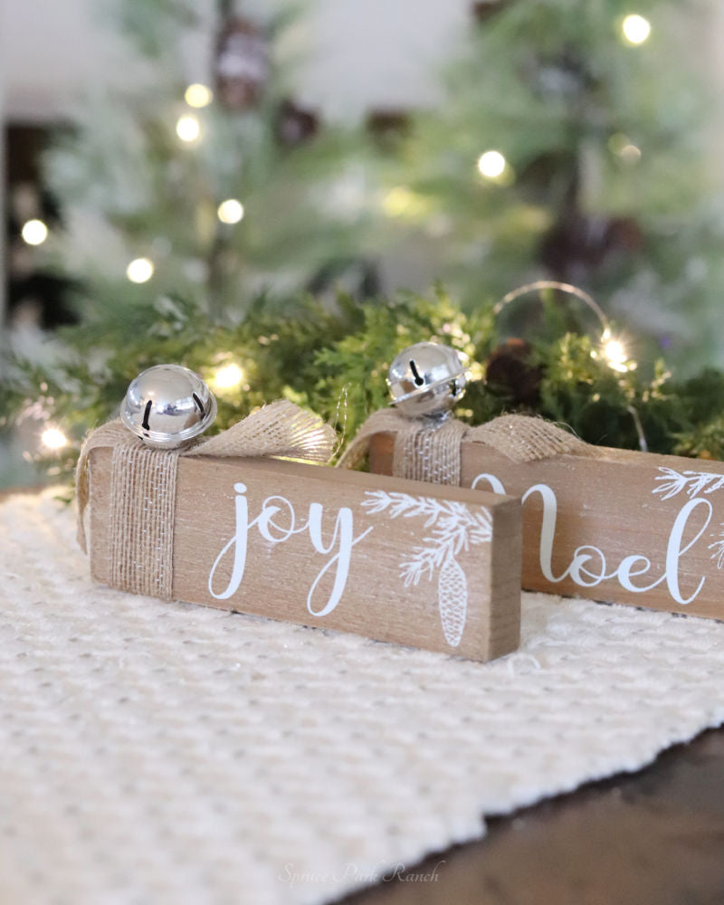 Wood Christmas Tabletop Bell Sign