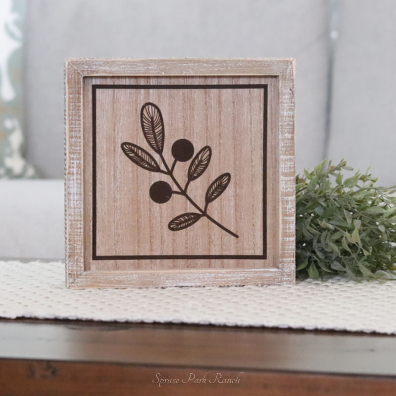 Reversible Natural Snowflake and Leaf Wood Sign