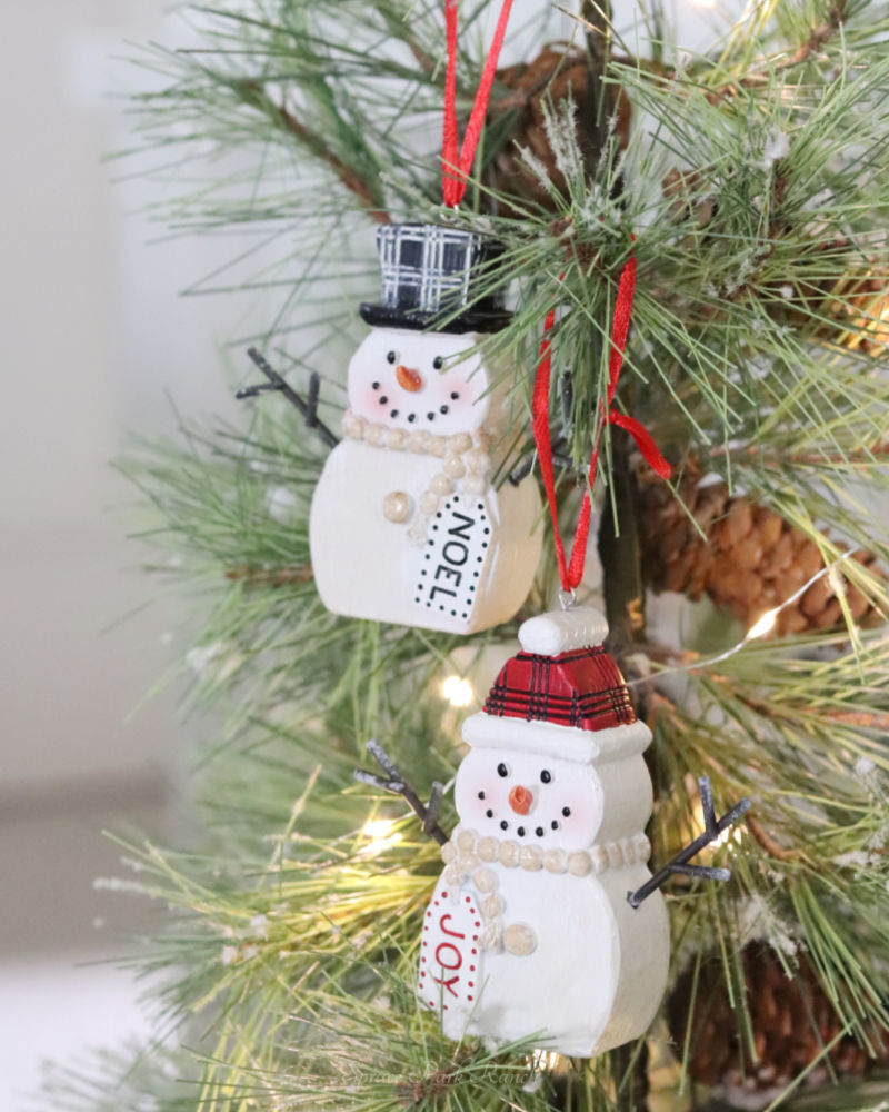 Plaid Hat Snowman Ornament