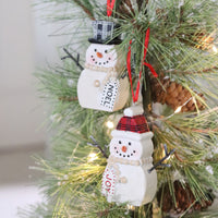 Plaid Hat Snowman Ornament