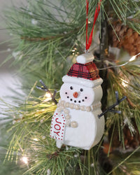 Plaid Hat Snowman Ornament