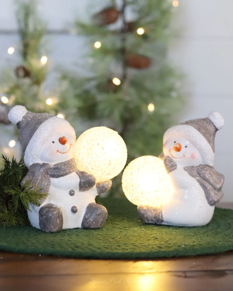 Lighted Terracotta Holiday Snowman