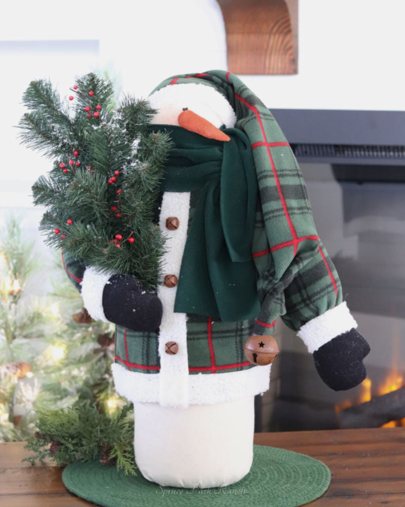 Green Plaid Extra Large Snowman