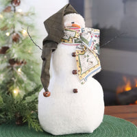 Primitive Tall Snowman With Dark Green Toque