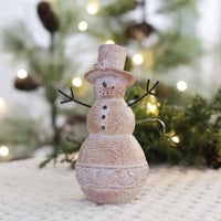 Wood-Look Resin Snowman