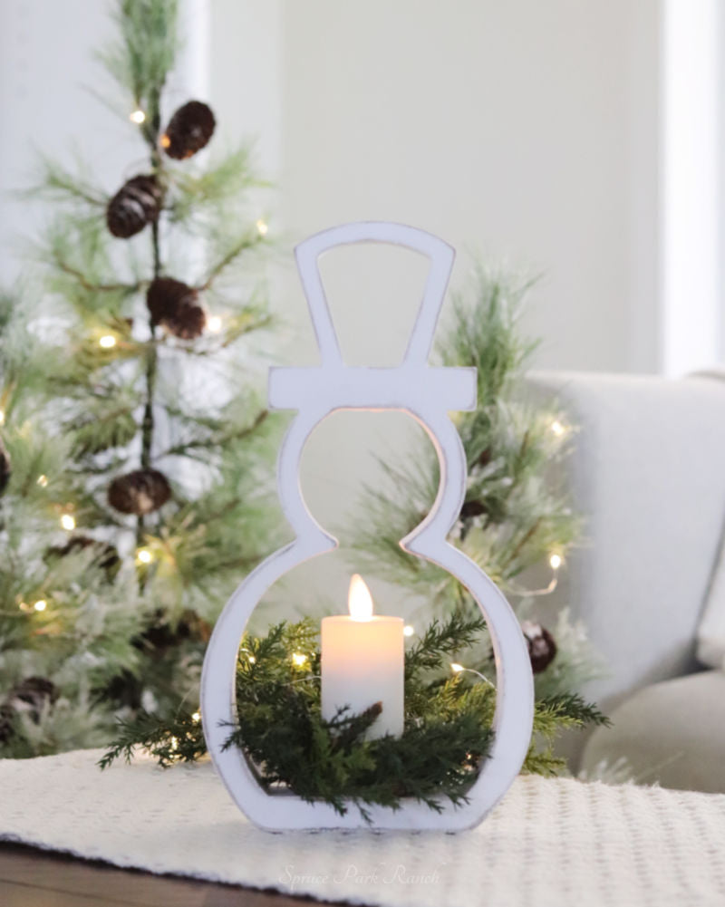 White Wood Snowman Cutout