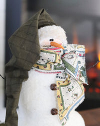 Primitive Tall Snowman With Dark Green Toque