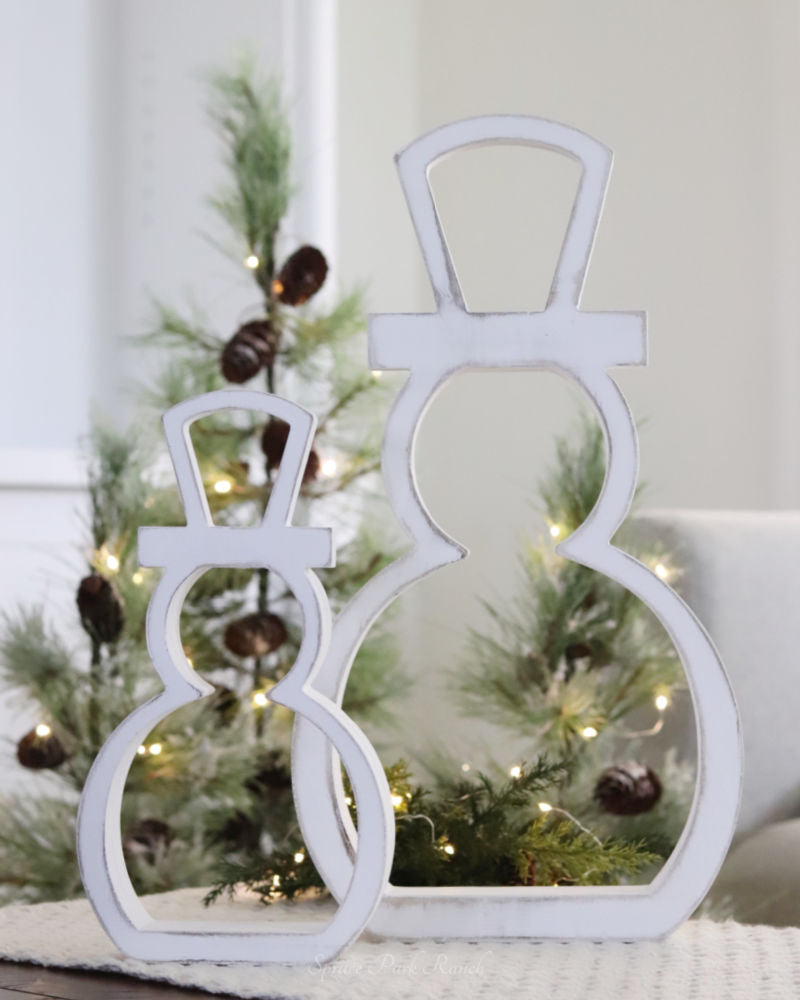 White Wood Snowman Cutout