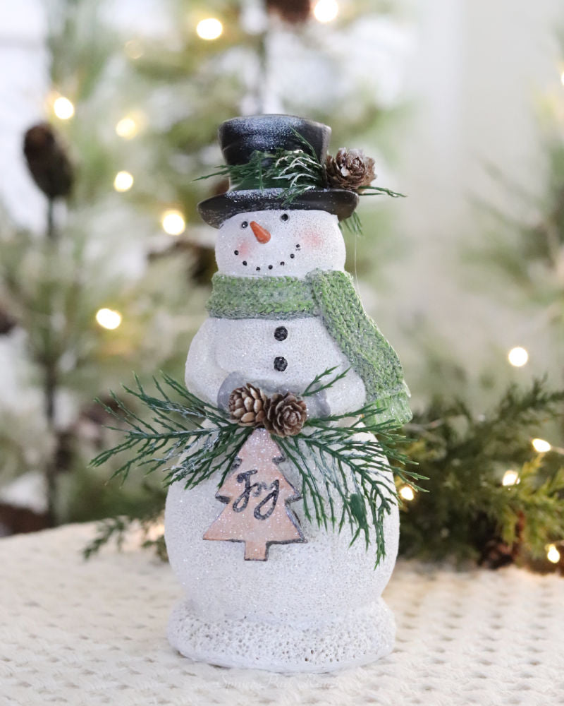 Woodsy Resin Snowman With Scarf