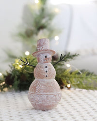 Wood-Look Resin Snowman