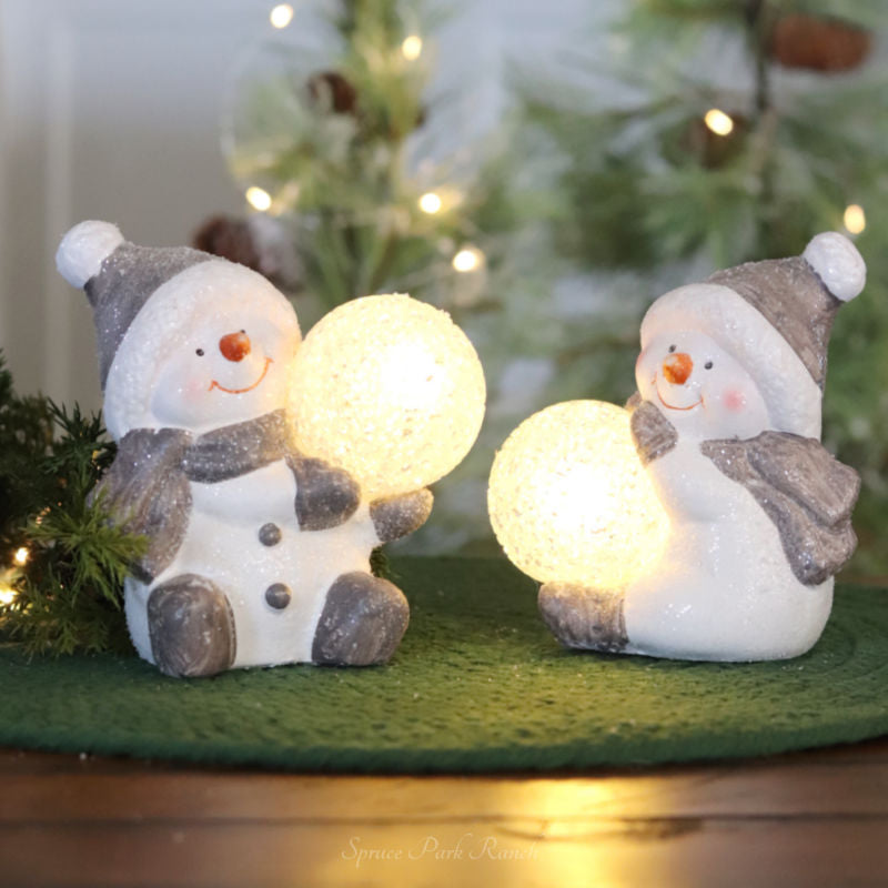 Lighted Terracotta Holiday Snowman