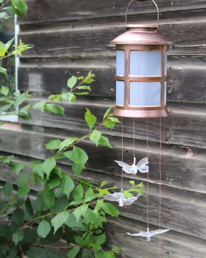 Bronze Butterfly Solar Hanging Lantern