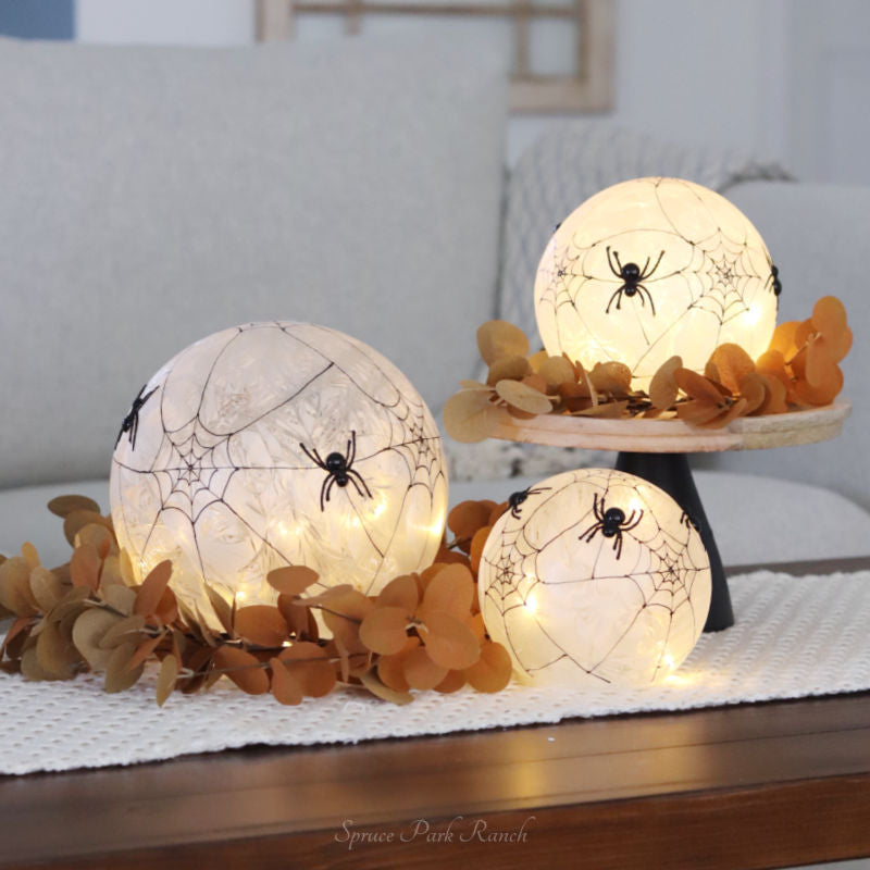 Frosted Glass LED Spider Web Globe