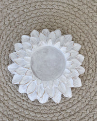 White Resin Sunflower Candle Holder