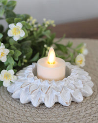 White Resin Sunflower Candle Holder