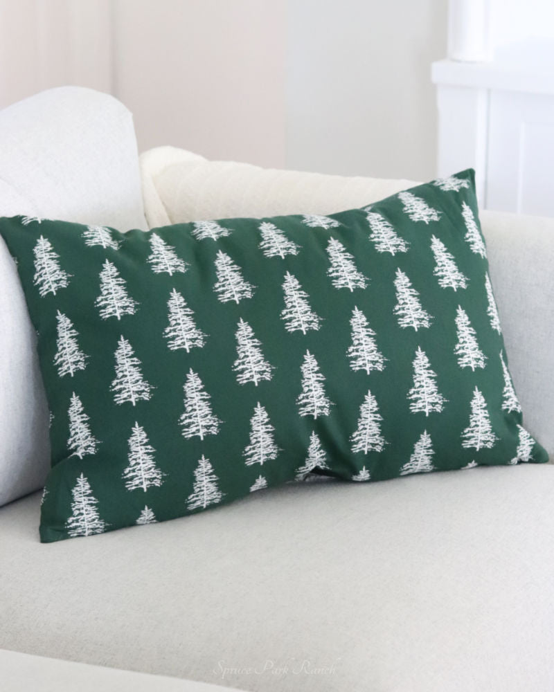 Pine Tree Green Lumbar Pillow