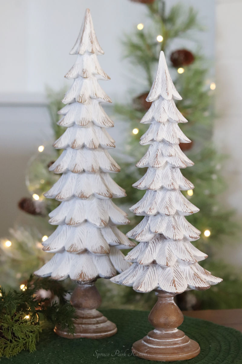 White Resin Pedestal Christmas Tree