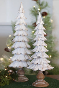 White Resin Pedestal Christmas Tree