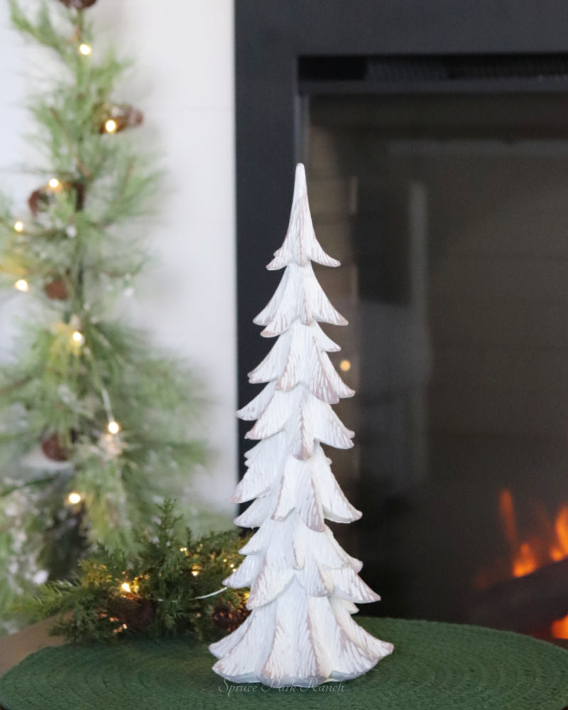 White Aged Resin Christmas Tree