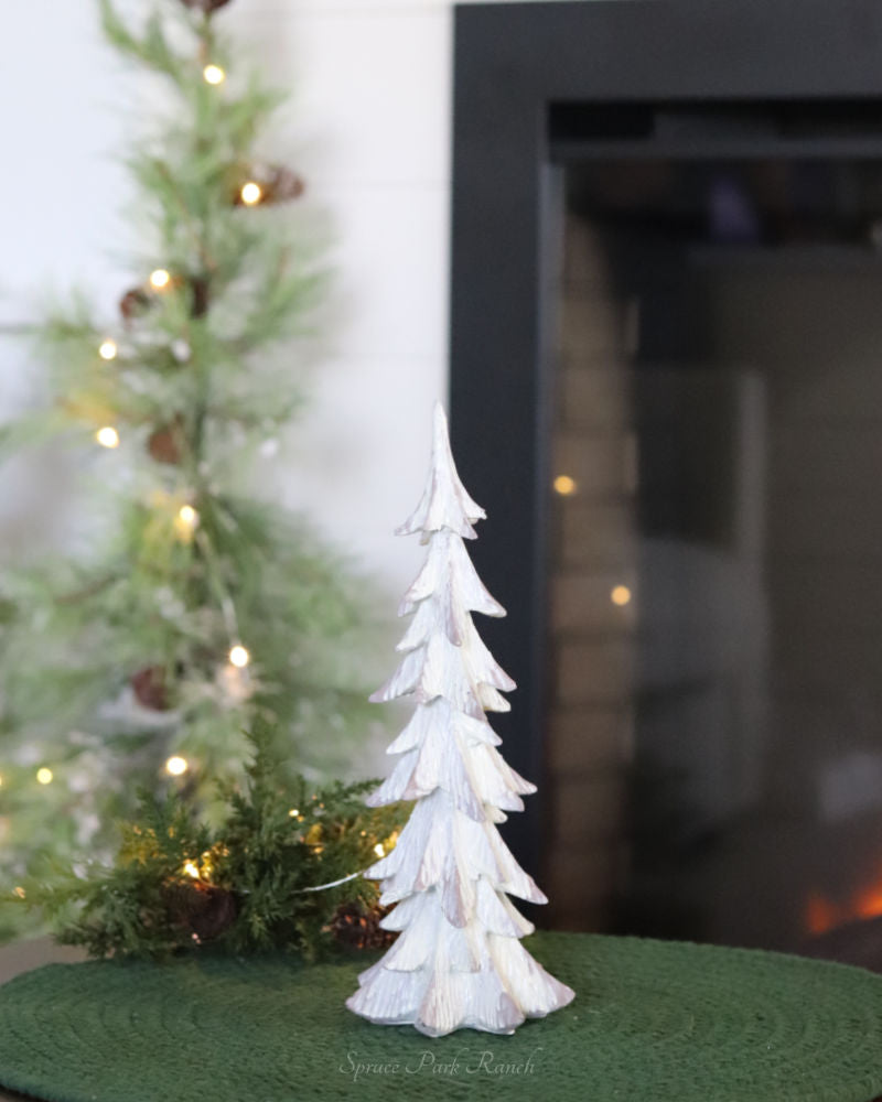 White Aged Resin Christmas Tree